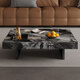 KUKA Italian light luxury marble coffee table for living room with built-in storage tray carbon steel base PT7163 coffee table