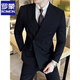 ROMON high-end customized suit men's British style double-breasted business casual suit large size three-piece formal wedding suit 338 black double-breasted single-piece suit XL (125-140Jin Jin equals 0.5 kg)