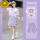 G.DUCKKIDS Little Yellow Duck Girl Short Sleeve Set Summer Thin Children 2025 New Quick-Drying Sportswear Children's Clothing Two-Piece Set Summer 9922 White + 18442 Purple 120 cm