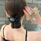 Gypsophila organza large intestine hair band for women, high-end hair rope, ball hair, flower headband, light luxury hair band, champagne color