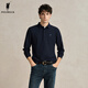 POLOWALK men's long-sleeved polo shirt men's 2024 new autumn and winter daily office workers business lapel long-sleeved polo shirt Navy XL (180)