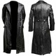 Yimimei Trench Coat World War II German Army Coat Large Size Clothing Long Men's Double-breasted Leather Officer's Uniform Jacket Black S One Size