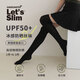Let s slim Korean sunscreen ice-feel over-the-knee socks leg covers for women sports stockings long stockings elastic non-slip shaping stockings Knee High black skin splicing socks 1 pair one size