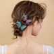 Tang Funi Hairpin Women's Back Head Horizontal Clip Embroidered Butterfly Hair Accessory Elegant Adult Hairpin Clip Half-tied Hairdress Top Clip Blue