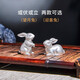 Guiyintang Pure Silver 999 Tea Pet Handmade Boutique Lucky Rabbit Tea Play Handle Pieces Can Raise Creative Ornaments Silverware Tea Set Accessories Welcome Rabbit + Certificate + Gift Box