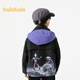 巴拉巴拉【奥特曼IP】童装男童外套秋装连帽上衣防风防水透湿拼接 紫罗兰70312 100