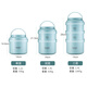 TAFUCO student lunch box 304 stainless steel work divider large capacity three-layer dinner plate 2.4L-Tianhu Blue-T5349