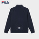 FILA official men's knitted casual zipper jacket autumn and winter stand collar business men's commuter jacket Legend Blue-NV L 175/96A