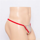 Men's thong one strap sexy transparent pouch gun bullet separation hoop tassel lace physiological underwear for men red