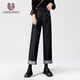 Maternity wear, autumn and winter outer wear jeans, velvet thickened trousers, loose pregnancy straight-leg pants, belly-supporting wide-leg casual pants, dark blue, spring and autumn style, L recommended 110 130Jin Jin equals 0.5 kg