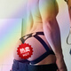 Gorgeous low-waist gay men's thong breathable hollow fun double butt U convex color matching ice silk S90-115