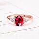 Fat Donglai quality silver ring ruby rose gold ring women's blue crystal open fashion diamond ring simple wear rose gold ruby open style