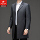 Pierre Cardin high-end men's windbreaker autumn and winter mid-length knee-length wool coat middle-aged and elderly dad business coat men's gray plaid mid-length 2XL 185