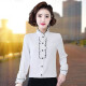 Mengbeizhuang chiffon shirt women's red zodiac year new 2021 spring new stand-up collar long-sleeved bottoming shirt slim retro lace shirt middle-aged retro top red L (100-110Jin [Jin equals 0.5 kg])