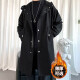 Difeng windbreaker men's spring and autumn Korean style loose mid-length coat men's trendy brand cotton thickened large size youth coat black M recommended 100-120Jin [Jin equals 0.5 kg]