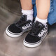 VANS Vans children's shoes official Ward Slip-On checkerboard stitching comfortable one-leg children's canvas shoes black and white checkerboard 26.5 measured inner length 17cm