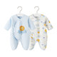 Shu Beiyi 2-piece baby clothes newborn jumpsuit butterfly clothing autumn and winter warm full moon romper blue 59CM