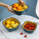 Chunshao vegetable sink kitchen drain basket washing vegetable basin vegetable basket multi-functional fruit plate vegetable basket thickened drain basket 2-piece set large blue and yellow two-color