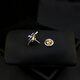 Lingchuan enamel flower brooch, men's and women's suit collar button collar pin, sweater corsage accessories, gold edge deep blue