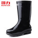 Pull-back rain boots for men, fashionable rain boots, water shoes, outdoor waterproof, non-slip, wear-resistant HL838 mid-tube black size 42