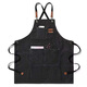 Pinzhide fashionable canvas apron denim oil-proof, dust-proof and waterproof kitchen restaurant apron thickened wear-resistant work clothes black