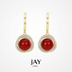 Jay red onyx earrings, new French red earrings, birthday gift for girlfriend, brand gift box, earrings (shipped from Beijing warehouse)