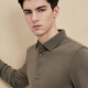 EMZ Ordos wool-containing spring and autumn new men's soft and highly elastic casual long-sleeved lapel POLO shirt