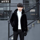 Maichaoshang new mink coat men's imitation mink hair Haining winter leather coat mink fur short hooded coat black hooded and cotton M recommended 90 to 105 Jin Jin equals 0.5 kg