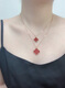 Micro-gift 18K gold four-leaf clover pendant color gold rose gold gold necklace clavicle chain au750 gift for girlfriend 18K gold rose gold (pendant + 18K gold necklace 25mm red agate