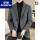 ROMON spring and autumn double-sided woolen cashmere suit jacket men's winter coat casual woolen suit brown 2XL 135-150Jin Jin equals 0.5 kg