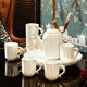 NINE CRANES Creative Jingdezhen Tea Set Light Luxury High-end Housewarming Gift New Home Cup Ceramic Kettle Living Room Hospitality Water Set 8-piece High-end Gift Box