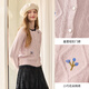 Xiangying Pink Cable Sweater Cardigan Women's 2025 Winter New Round Neck Wool Flower Short Knitted Jacket Gray Pink S 155/80A/85-95Jin Jin equals 0.5 kg