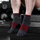 Huodiniao Autumn and Winter Yoga Socks Men's Pilates Toe Socks Non-Slip Socks Adult Indoor Fitness Running Sports Floor Socks Men's Mid-Tube Toe Socks - Black and Red