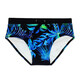 UXH tropical leaf green leaf briefs men's polyester fabric swimming pool ocean beach close-fitting elastic pants comfortable swimming equipment tethered size men's water sports black M