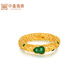 Zhongxin Jewelry Fulu Xiangyun Gold Ring Ancient Filigree Ring Full of Chrysoprase Gourd Pure Gold Ring Women's Day Gift Gold Weight 4.21 Grams (14 Circle Number)