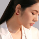 Qlady temperament double-sided red round beads silver needle earrings 2025 new temperament high-end light luxury earrings women's New Year earrings
