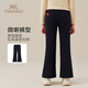 YEEHOO girls' bell bottoms children's pants medium and large children's trousers casual thickened fleece leggings winter black 140