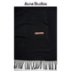 Acne Studios gift solid color tassel double-sided wool scarf shawl black