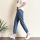 Langsha Tencel Jeans Women's Loose Summer Thin Leg-tie Women's Pants High-Waist Nine-Point Pants Women's Casual Ice Silk Pants