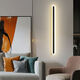 FENGLANQ light luxury minimalist one-word long wall lamp living room grille line TV background wall lamp simple bedroom bedside lamp black acrylic 60cm warm light