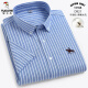 Woodpecker summer men's cotton short-sleeved shirt for young and middle-aged casual cotton Oxford half-sleeved thin shirt plus size shirt D508 blue plaid [pocket style] 38 [100-115Jin [Jin equals 0.5 kg]]