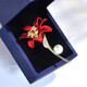 QUAMER gold store style red rose brooch, high-end women's 2024 new fashion, personality, temperament, small fragrant breast, lily red flower