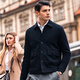 
Mr. Cloak Pocket Solid Color Wool Cardigan Spring and Autumn Horn Button Men's Jacket Sweater BT12353 Break Code Clearance Black XL (180)
