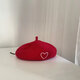 Lishang ins Korean children's hat girls wool beret spring, autumn and winter baby painter hat bud hat fashion red one size fits all 3-8 years old (within head circumference 50-53)