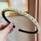 Huamurong 2025 new style fine braided hair hoop women's headband pressure hairpin hair bundle headdress hair travel with teeth anti-slip hair hole 01# black