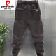 Pierre Cardin casual pants men's autumn harem loose winter velvet thickened sports trousers men's new black plus velvet style 2XL recommended 145-160Jin Jin equals 0.5 kg