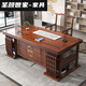 2025 new new Chinese style solid wood desk and chair combination desk study calligraphy and painting table home writing desk walnut color Houde single desk 1.6 meters with chair combination with cushion