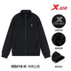 XTEP Sports Jacket Men's Spring and Autumn New Loose Sweatshirt Fitness Casual Wear Top Men's Stand Collar Jacket Cardigan Regular Style Black L/175