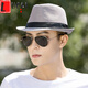 LUCALY men's top hat, high-end hat, men's summer British jazz hat, Korean style trendy small top hat, sun hat, middle-aged travel hat, young man, light gray, one size fits all for adults [56-58cm]