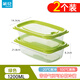 Camellia (CHAHUA) plastic crisper food grade heatable large capacity disposable fast food box picnic packaging box soup bowl fruit 1200ML green 2 pack